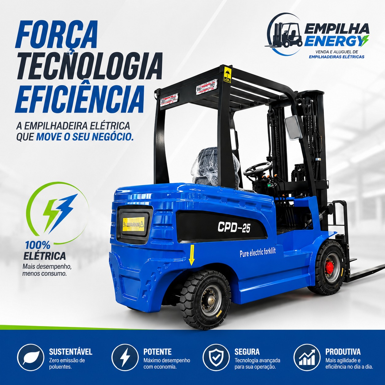 Empilhadeira elétrica azul Empilha Energy